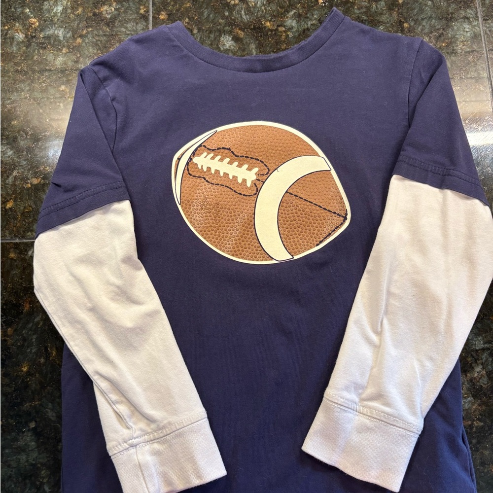 Kids Football Graphic Long Sleeve Shirt - Blue and White